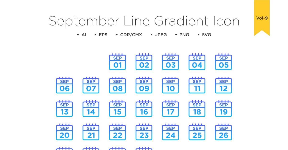 September Line Gradient Icon #190525 - TemplateMonster
