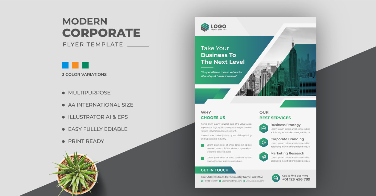 Creative Modern Corporate Business Green Color Flyer
