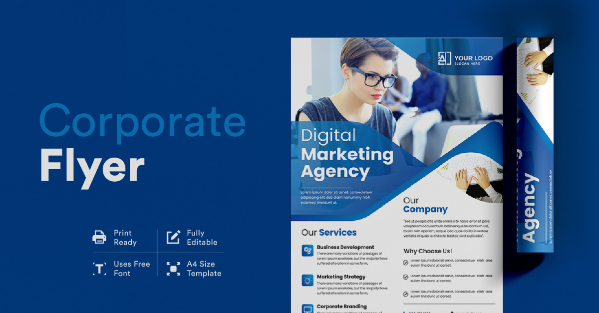 Corporate Minimalist Flyer Design Template - TemplateMonster