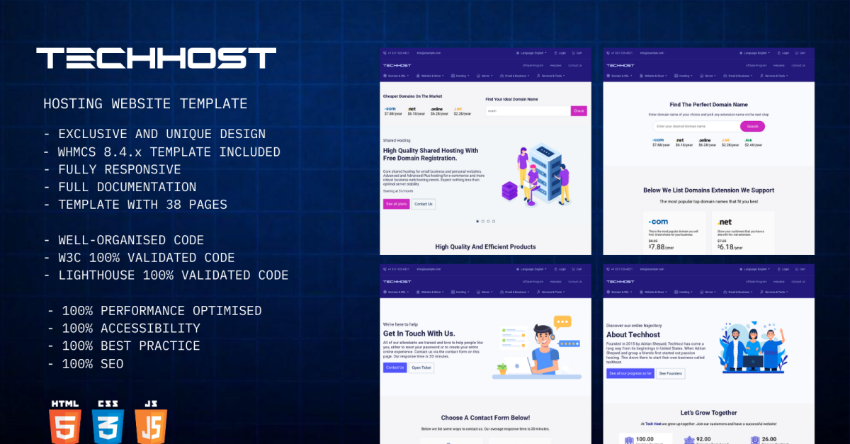 TECHHOST - HTML Hosting Website Template & WHMCS Template