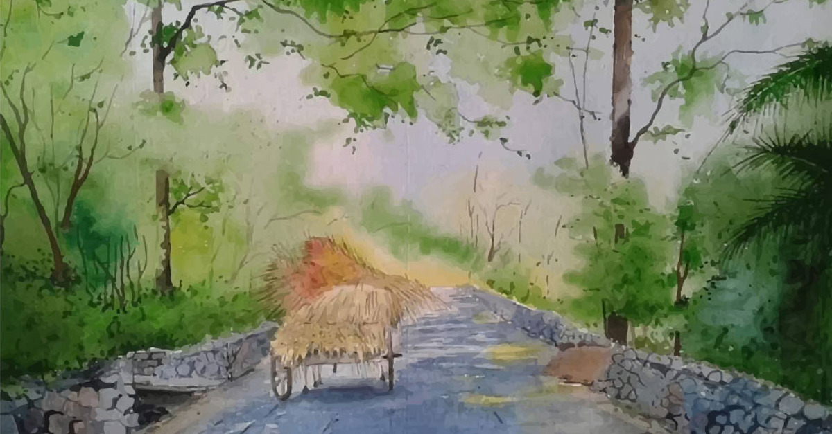 How to draw a village nature scenery | Landscape pencil drawings, Drawing  scenery, Beautiful scenery drawing