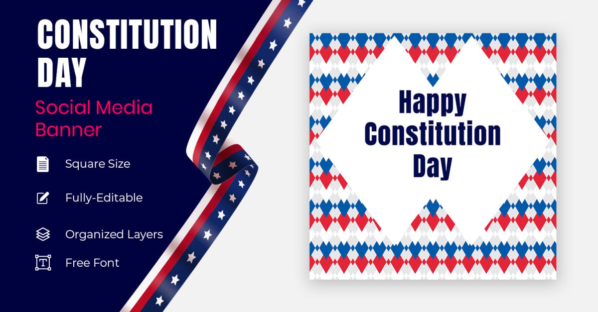 American National Constitution Day Poster Or Social Banner Design.