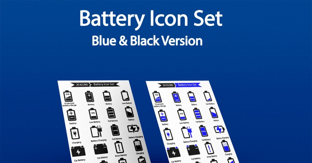 40 Premium Battery Icon Set #193364 - TemplateMonster