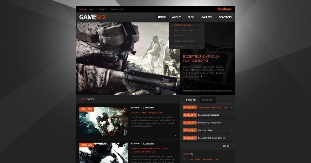 Layout e modelo de site para WordPress de portal de jogo grátis