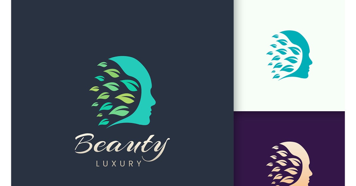 Letter v with beauty face luxury logo Royalty Free Vector