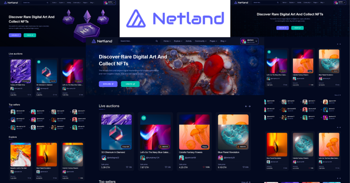 Netland – Modèle HTML5 du marché NFT - TemplateMonster