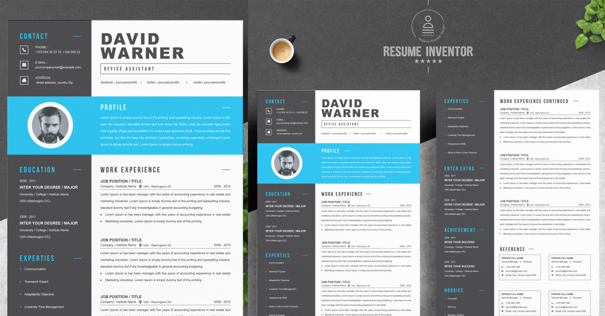 Warner / Creative Resume Template #203332 - TemplateMonster