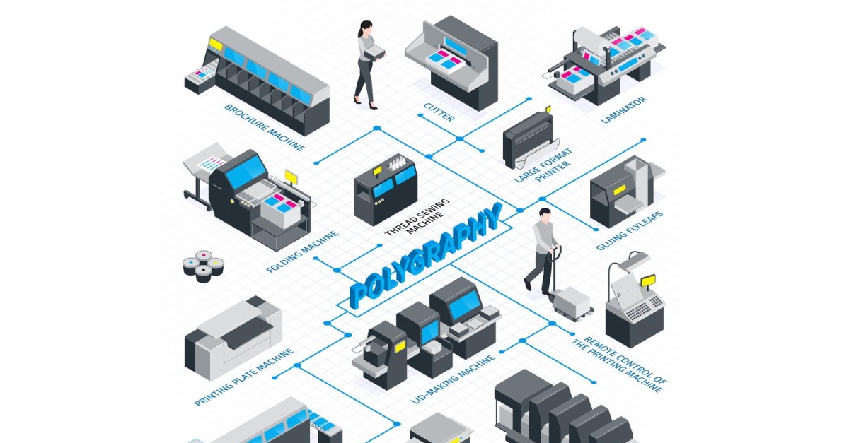 Isometric Polygraphy Flowchart Vector Illustration Concept