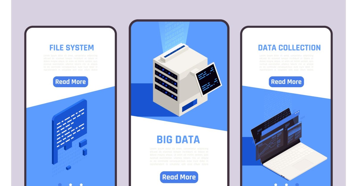 Big Data Analysis Isometric-01 Vector Illustration Concept