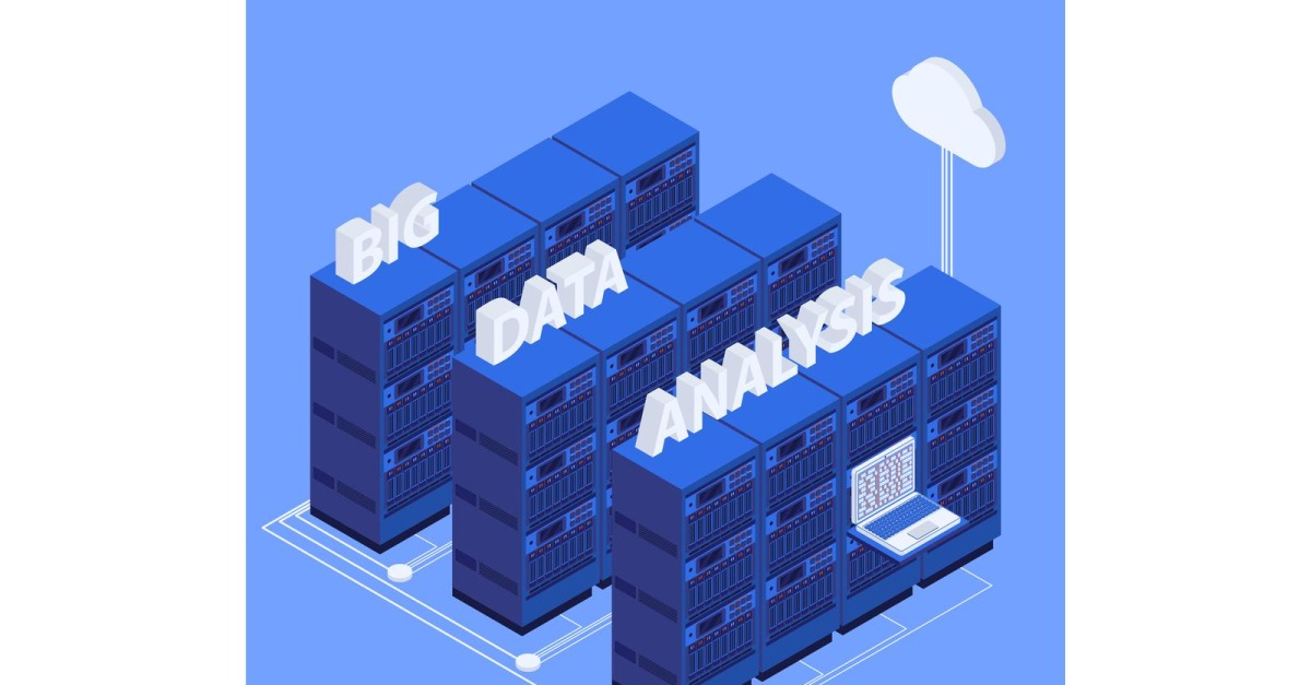 Big Data Analysis Processing Isometric 3 Vector Illustration Concept