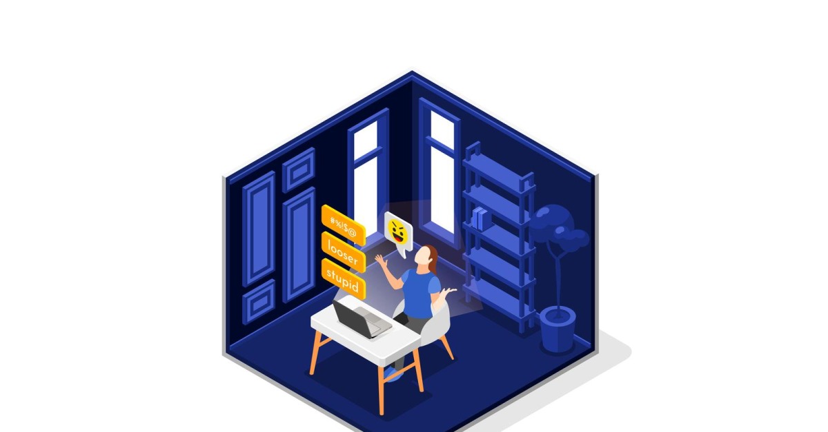 Cyber Bullying Isometric Composition 2 Vector Illustration Concept
