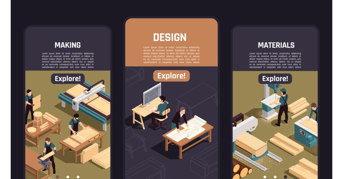 Furniture Production Isometric-01 Vector Illustration Concept