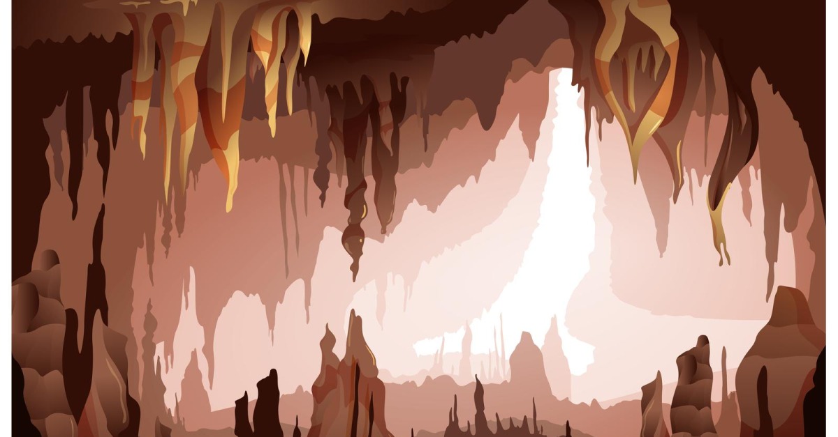 Stalactites Stalagmites Cave Illustration Vector Illustration Concept