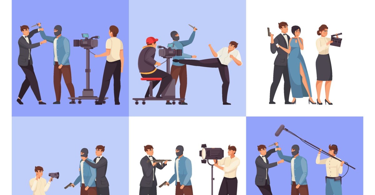 Film Production Composition Set Flat 2 Vector Illustration Concept