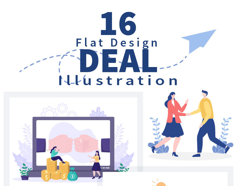16 Two Businessmen Reach a Deal Shaking Hands Vector