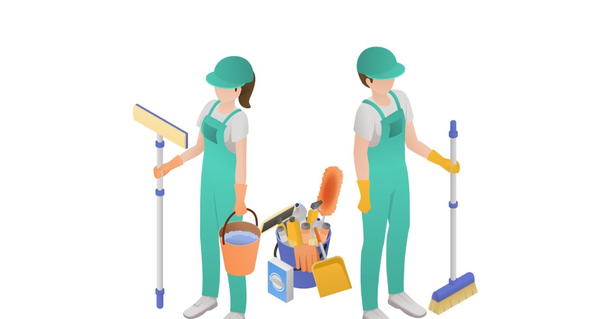 Professional Cleaning Service Isometric 6 Vector Illustration Concept