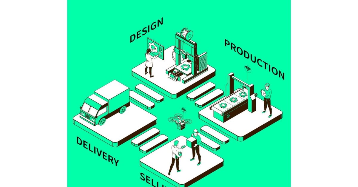 Smart Industry Monochrome Isometric Composition 1 Vector Illustration ...