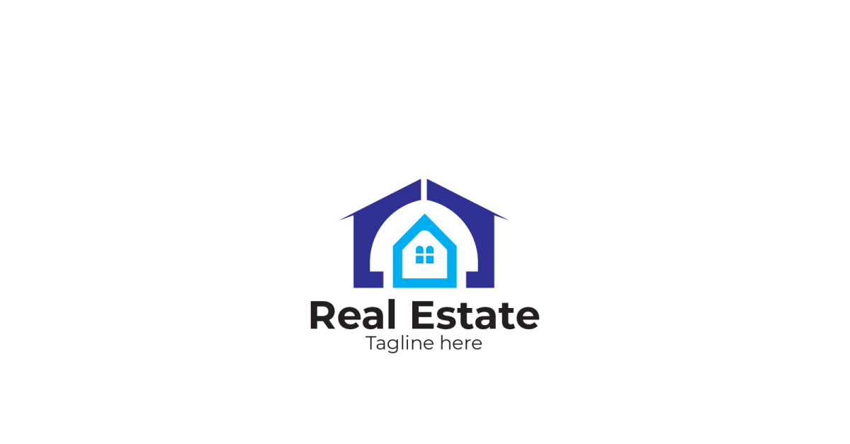 Real Estate Logo Blue Design Template - TemplateMonster