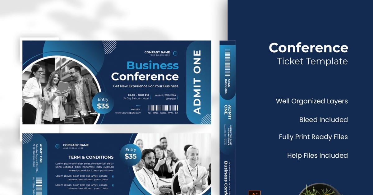 Business Conference Ticket 208547 TemplateMonster