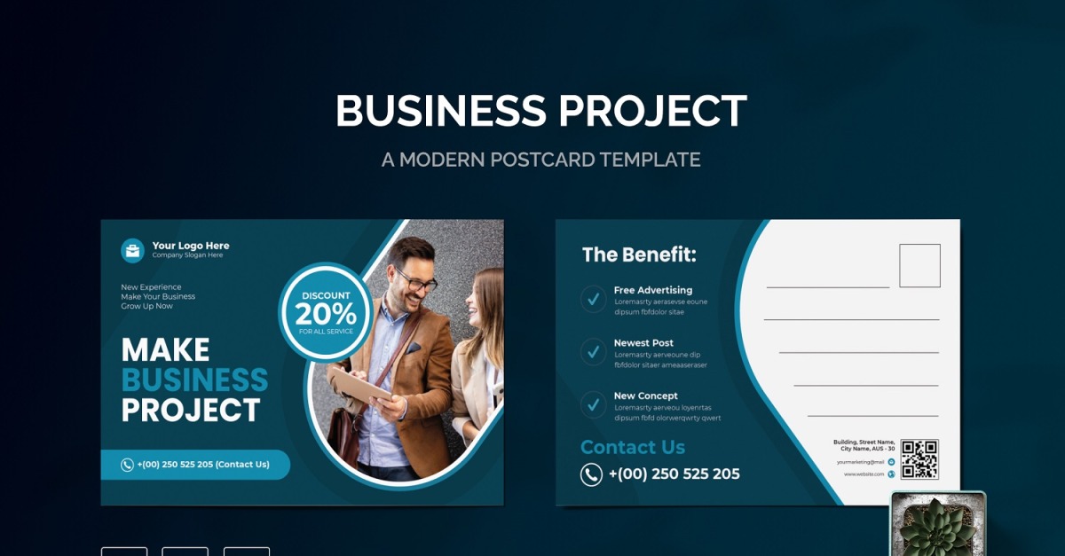 Business Project Post Card #208595 - TemplateMonster