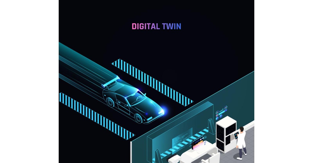 Digital Twin Technology Isometric 210210113 Vector Illustration Concept