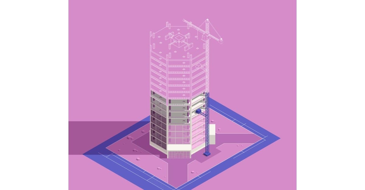 Skyscraper Construction Isometric 210410158 Vector Illustration Concept