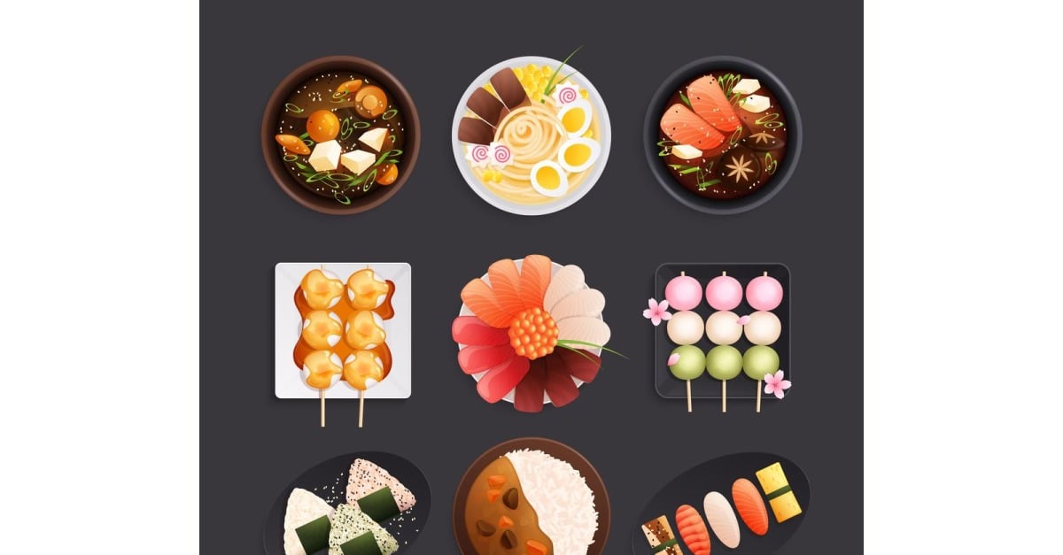 Traditional Japanese Food Cuisine Flat 210230907 Vector Illustration ...