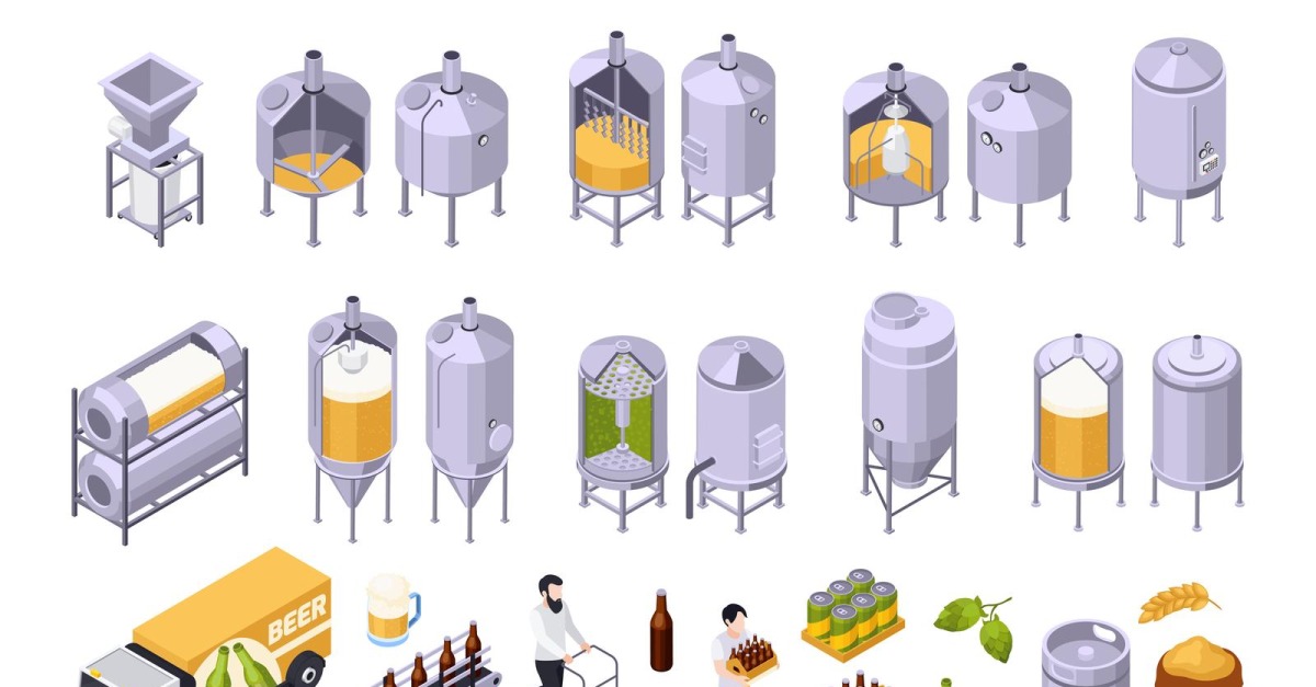Brewery Beer Production Isometric Set 210203904 Vector Illustration Concept