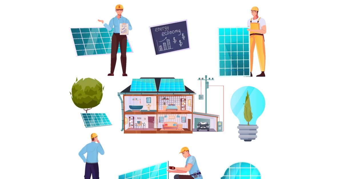 Solar Energy Set Flat 210151143 Vector Illustration Concept