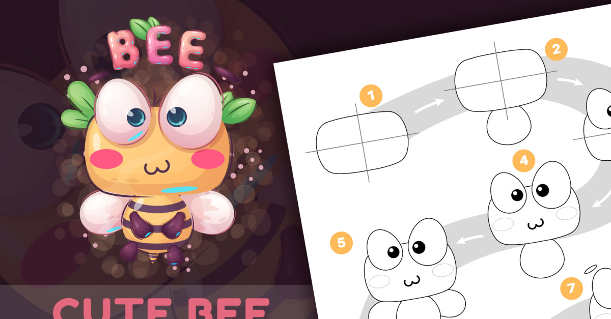 How To Draw Bee Step By Step: Drawing Lesson, Graphics Illustration