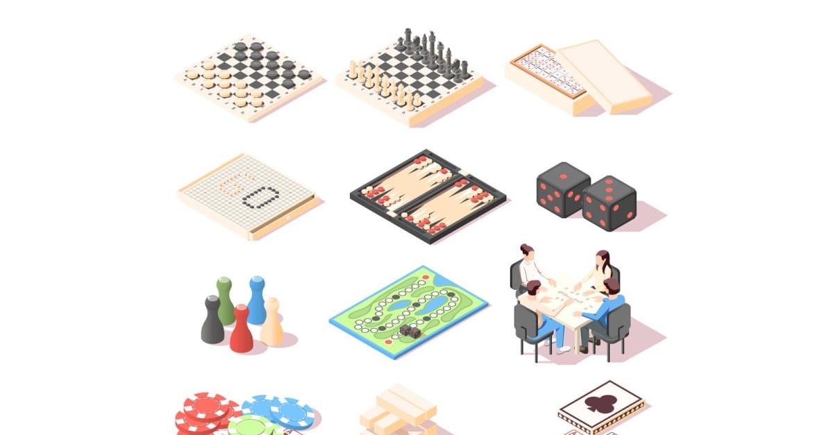 Board Games Isometric Set 201260731 Vector Illustration Concept