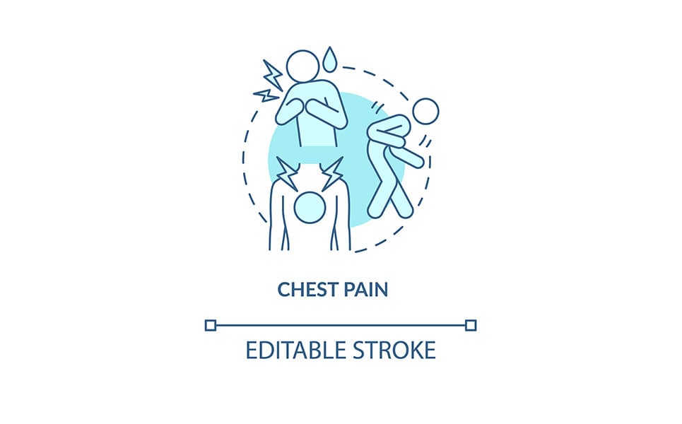 Chest Pain Blue Concept Icon Vectors - TemplateMonster