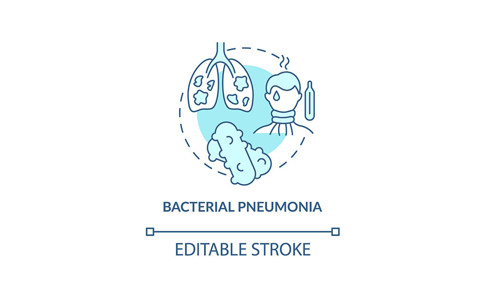 Bacterial Pneumonia Blue Concept Icon Vectors