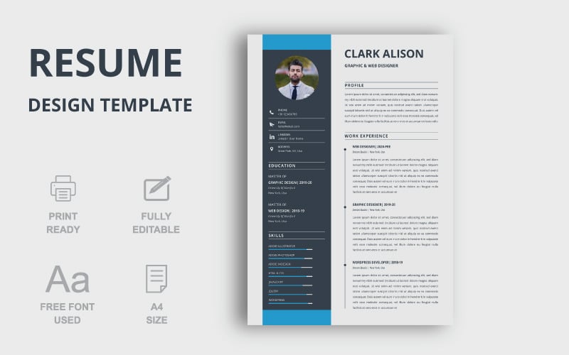 Clark Alison Resume Template #213556 - TemplateMonster