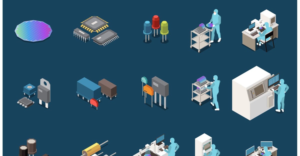Semiconductor Chip Production Isometric Set 200910906 Vector ...