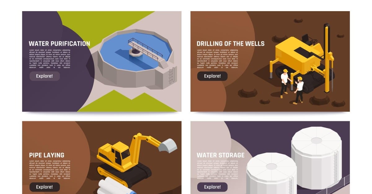 Water Supply Isometric Composition 200810138 Vector Illustration Concept