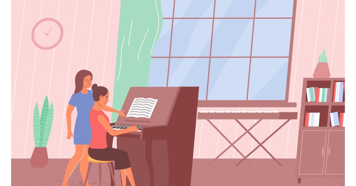 Learning Keyboard Instruments Flat 201050614 Vector Illustration Concept