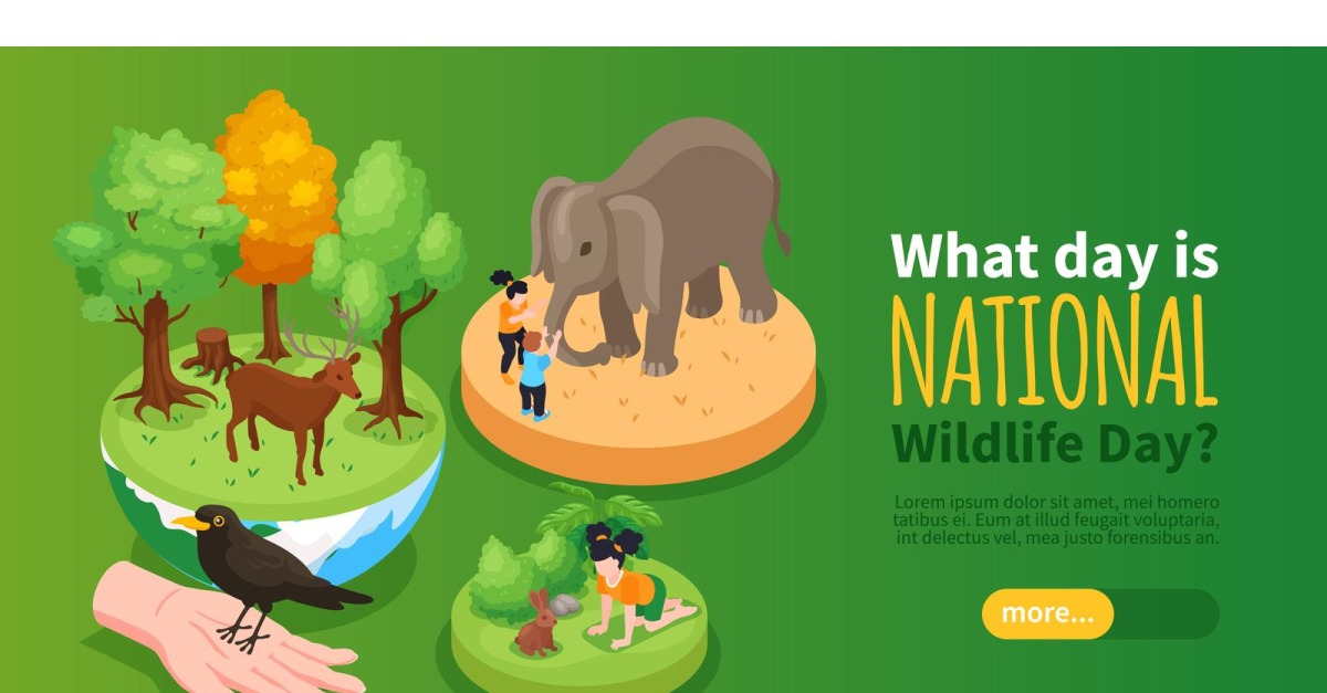 Isometric World Wildlife Day Horizontal Banner 201112143 Vector ...