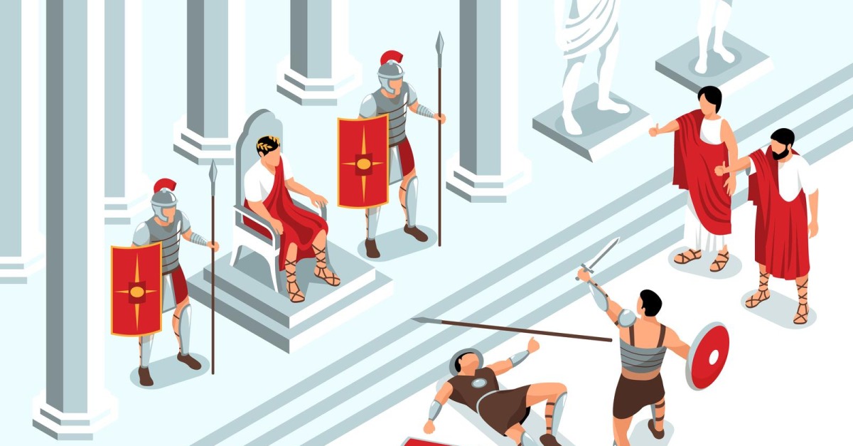 Isometric Ancient Rome Gladiators 201010524 Vector Illustration Concept