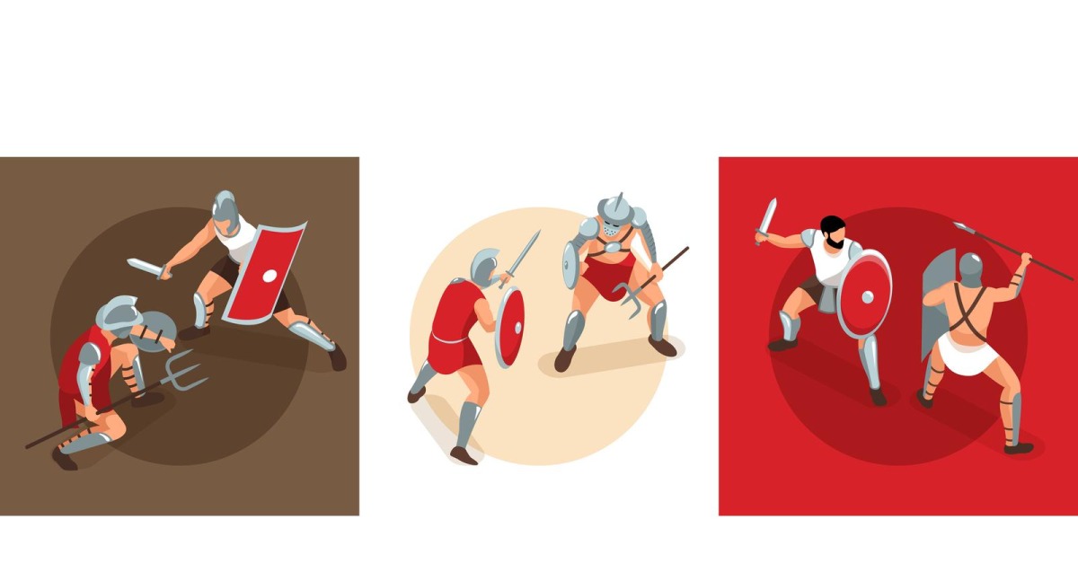 Isometric Ancient Rome Gladiators Design Concept 201010528 Vector ...