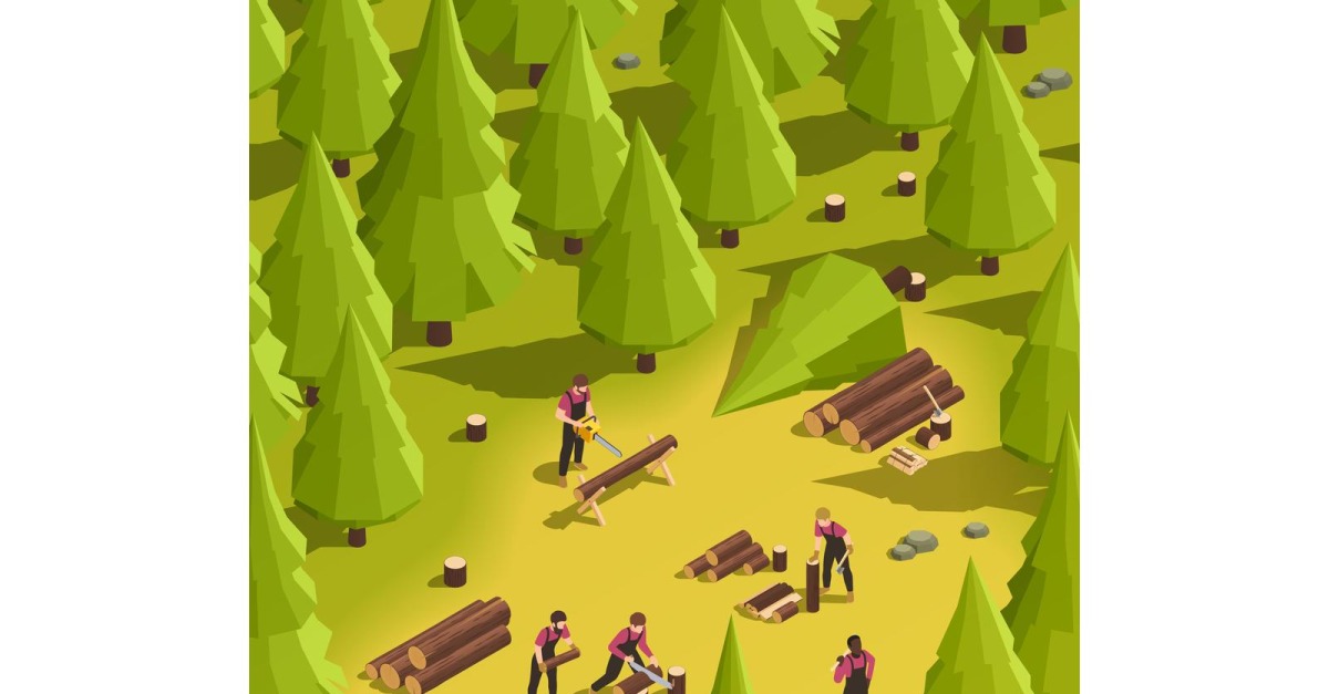 Sawmill Timber Mill Lumberjack Isometric 200910111 Vector Illustration ...