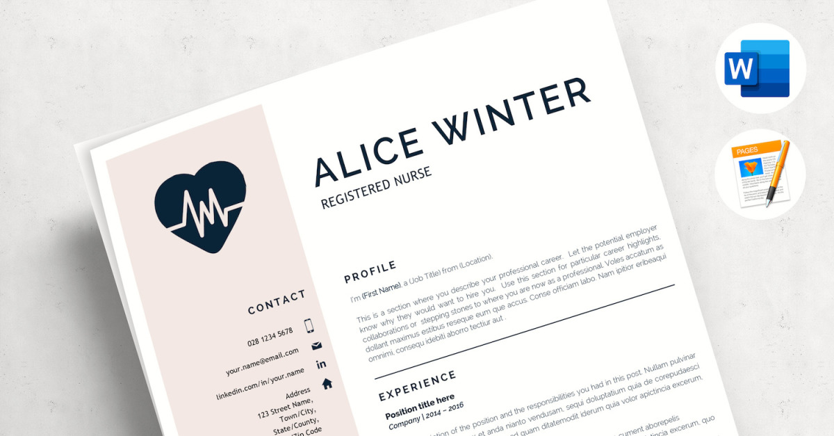 ALICE - RN Nurse Resume Template. Registered Nurse Resume with Cover ...