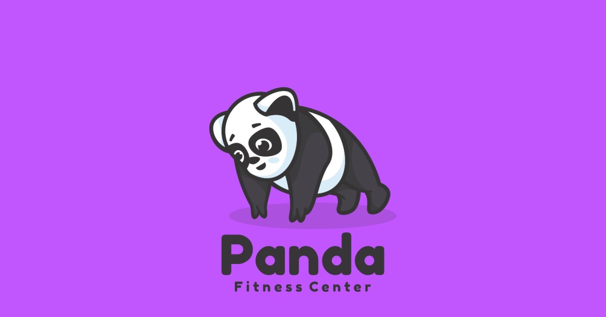 Estilo do logotipo de desenho animado do Panda Push Up