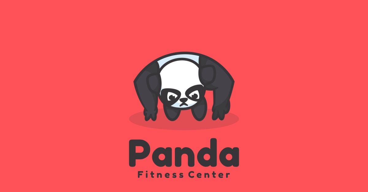 Estilo do logotipo de desenho animado do Panda Push Up