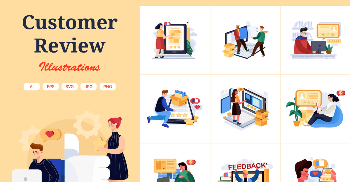 M338 - Customer Review Illustration Pack - TemplateMonster