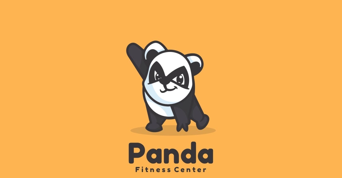 Estilo do logotipo de desenho animado do Panda Push Up