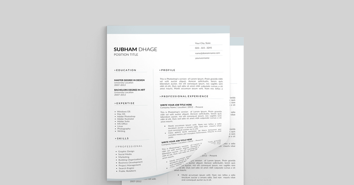 Subham Dhage CV Resume Template #216314 - TemplateMonster