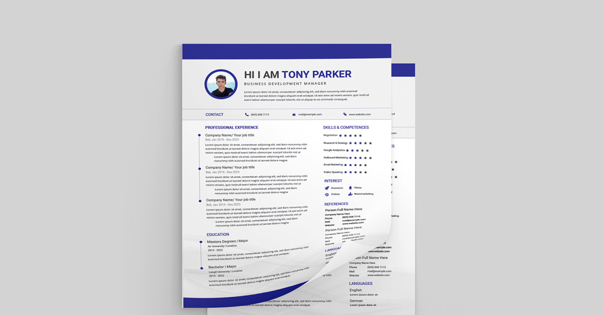 Tony Parker CV Resume Template #216315 - TemplateMonster