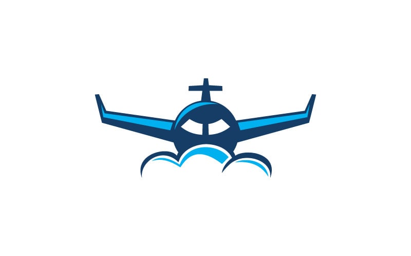 Air Plane illustration logo on blue background vector template
