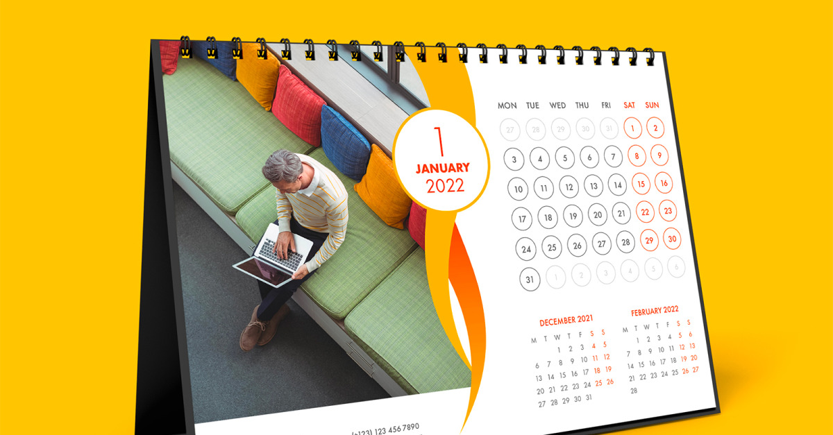 Modèle De Calendrier De Bureau Prêt À Imprimer Pour L'année 2022, Calendrier  De Bureau Mensuel De Bureau, La Semaine Commence Le Lundi, Planificateur  Annuel Clip Art Libres De Droits, Svg, Vecteurs Et